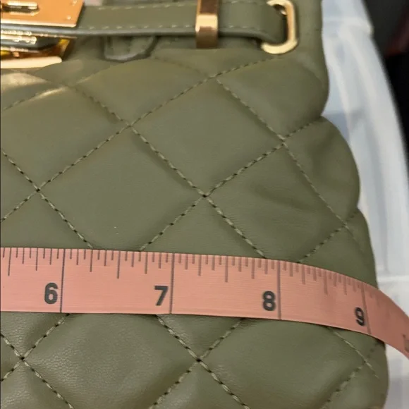 Olive Quilted Vegan Leather Handbag - Picture 12 of 15